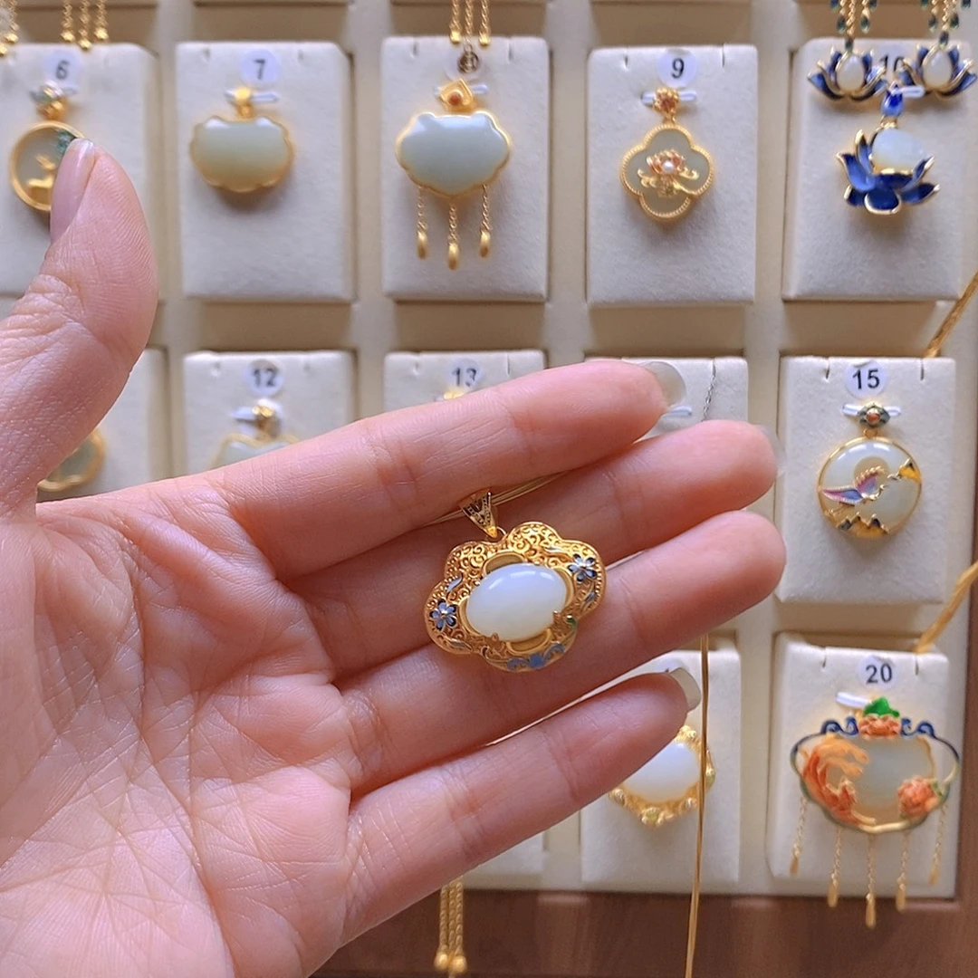 和田玉银S925镶嵌颈饰