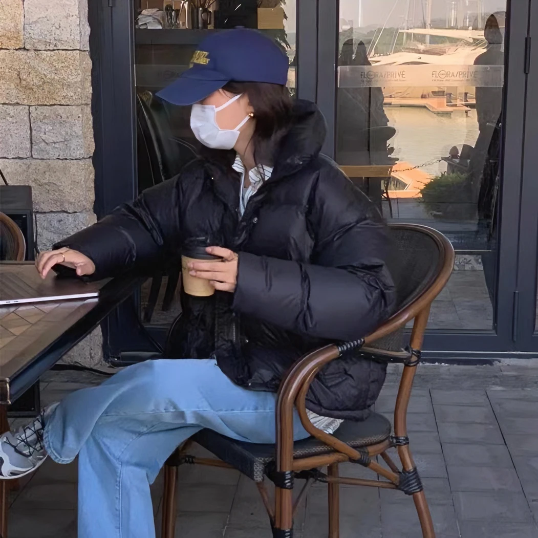 小面包清货宽松保暖女款短款时尚百搭立领鸭绒羽绒服