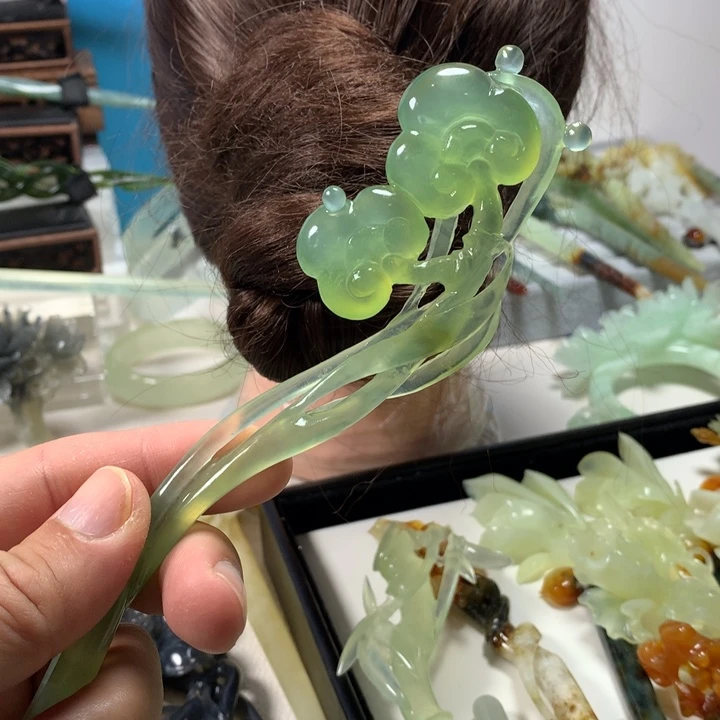 未镶嵌蛇纹石玉发簪ℋ*宁