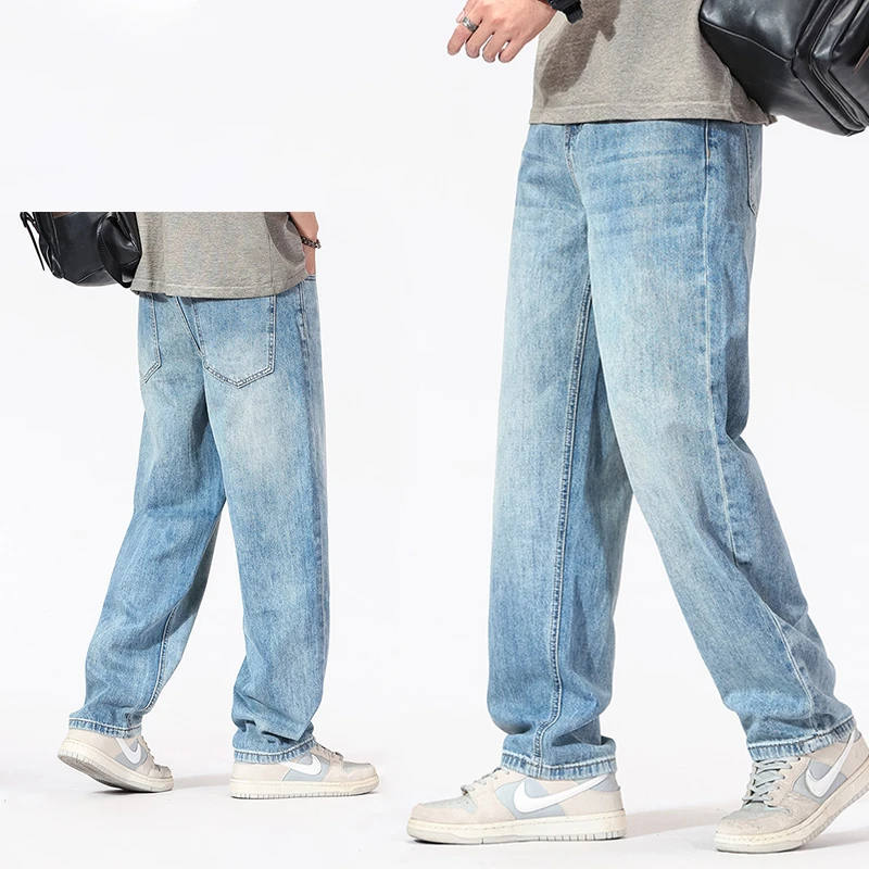 夏季美式高街牛仔裤男宽松潮流休闲裤子2025新款百搭垂感直筒长裤