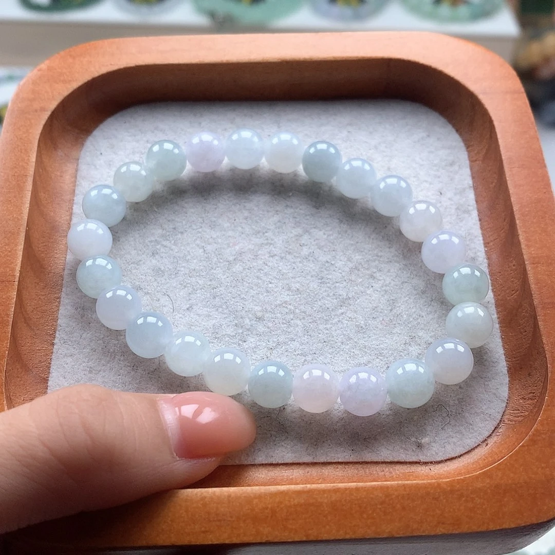 翡翠未镶嵌手串马卡龙7.6