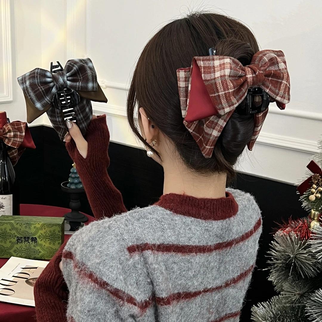 【英伦派对】韩系ins蝴蝶结抓夹女高端2025新款大号复古发夹鲨鱼夹