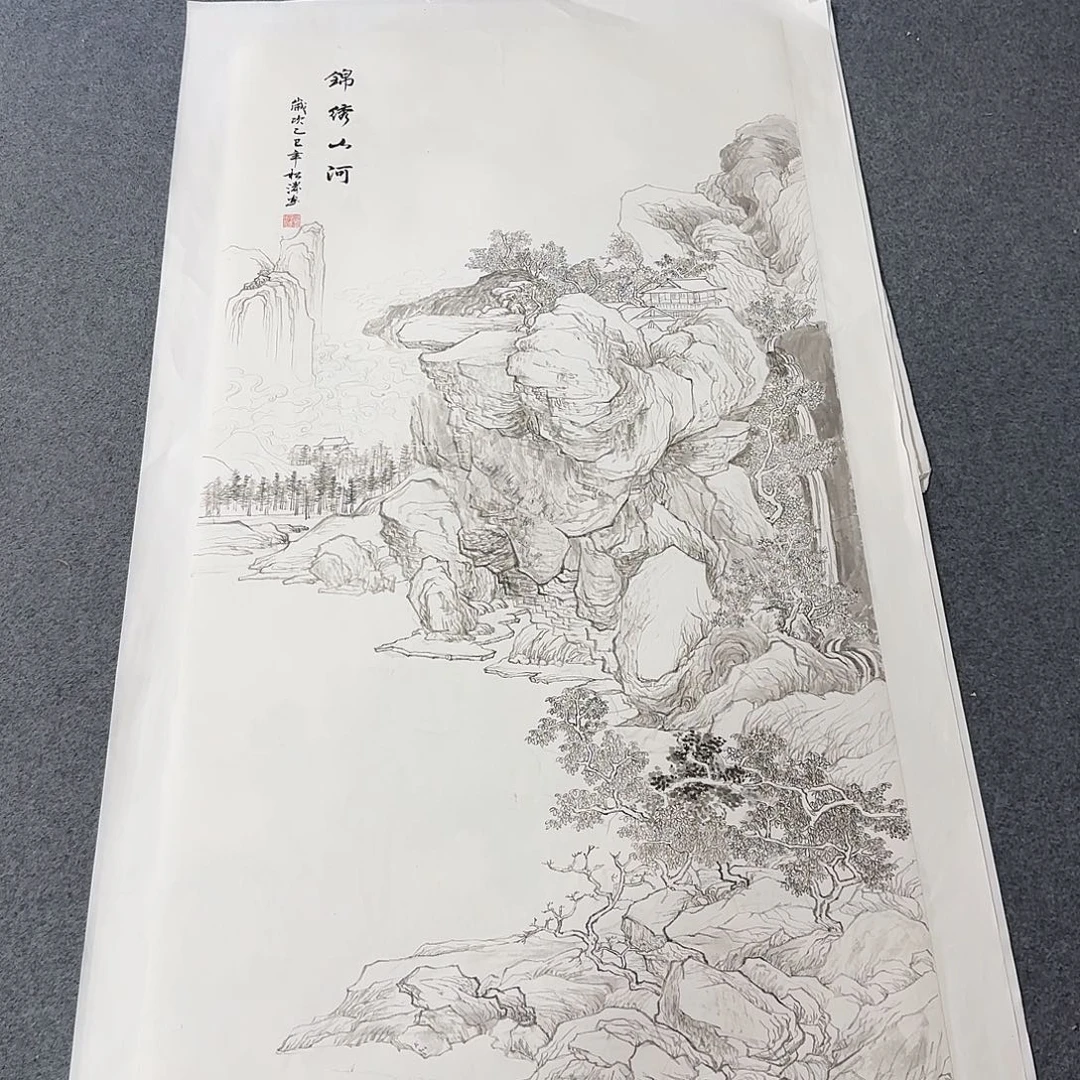 国画四尺尺寸70X140纯手绘作品