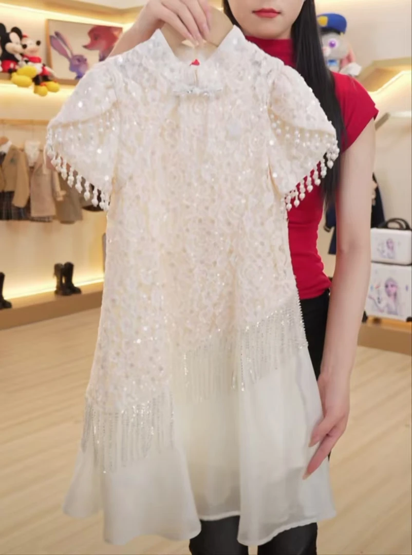 【FF】Disney/迪士尼女童夏款新款重工亮片淑女公主连衣裙XCT2SQ269