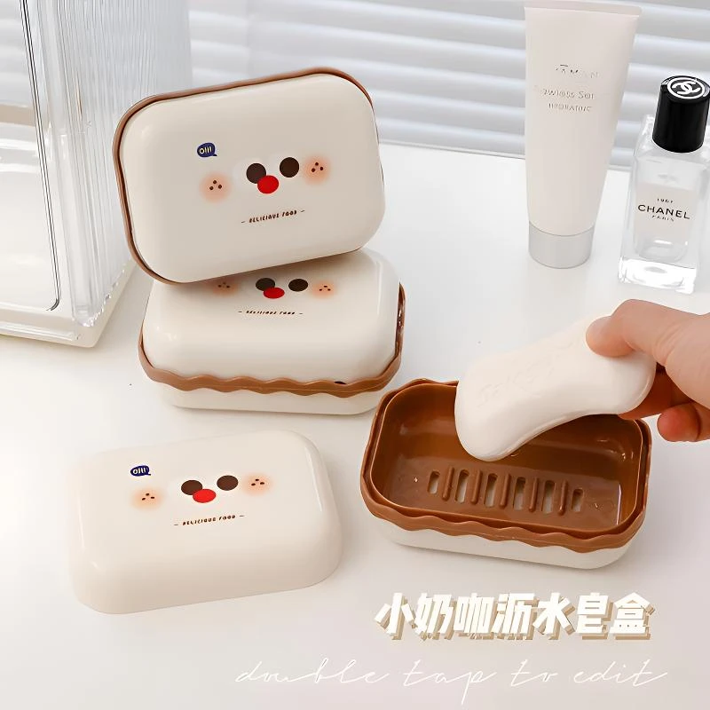 可爱肥皂盒简约家用多功能带盖沥水香皂盒置物架便携浴室卫生间