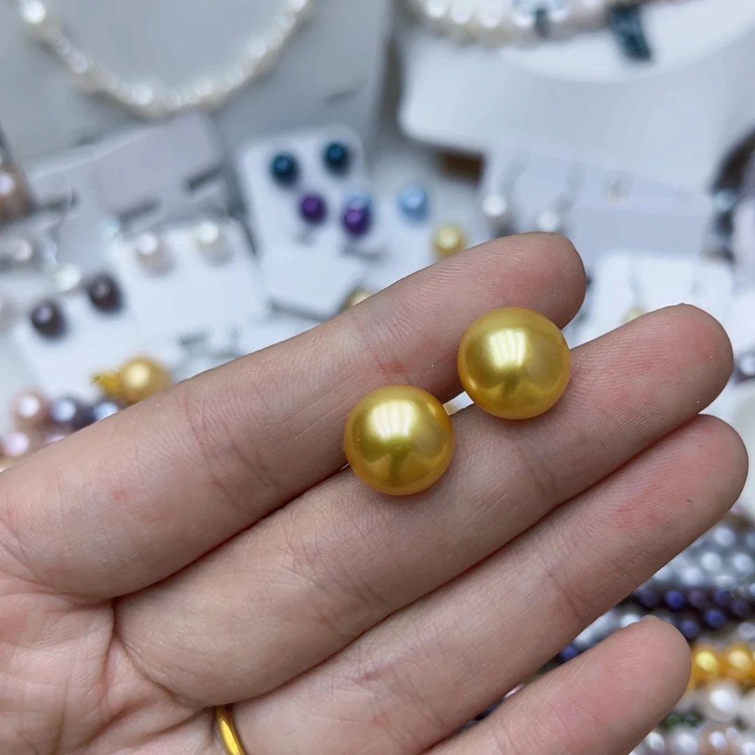 淡水珍珠耳饰银S925镶嵌