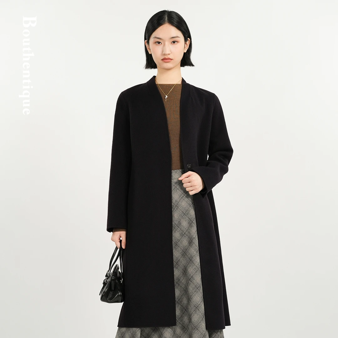 【众心专享价】高含量羊毛手工双面呢缝制呢料大衣T24111C1M06