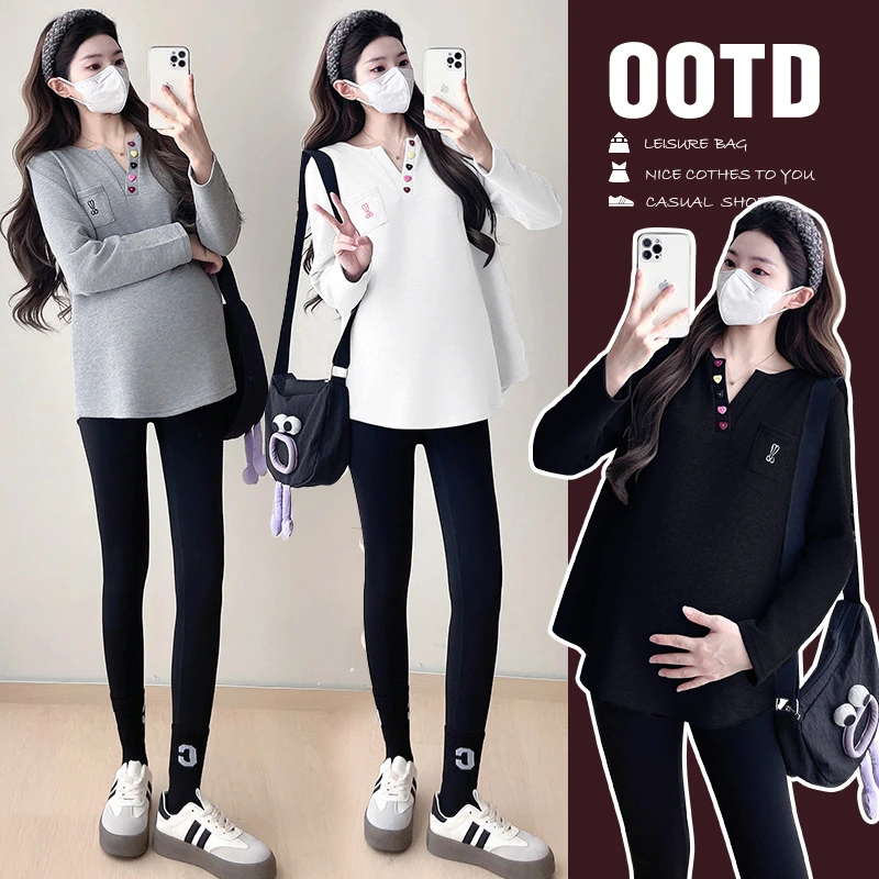 孕妇装春装新季款时尚洋气百搭宽松简约潮妈休闲显瘦长袖外穿上衣