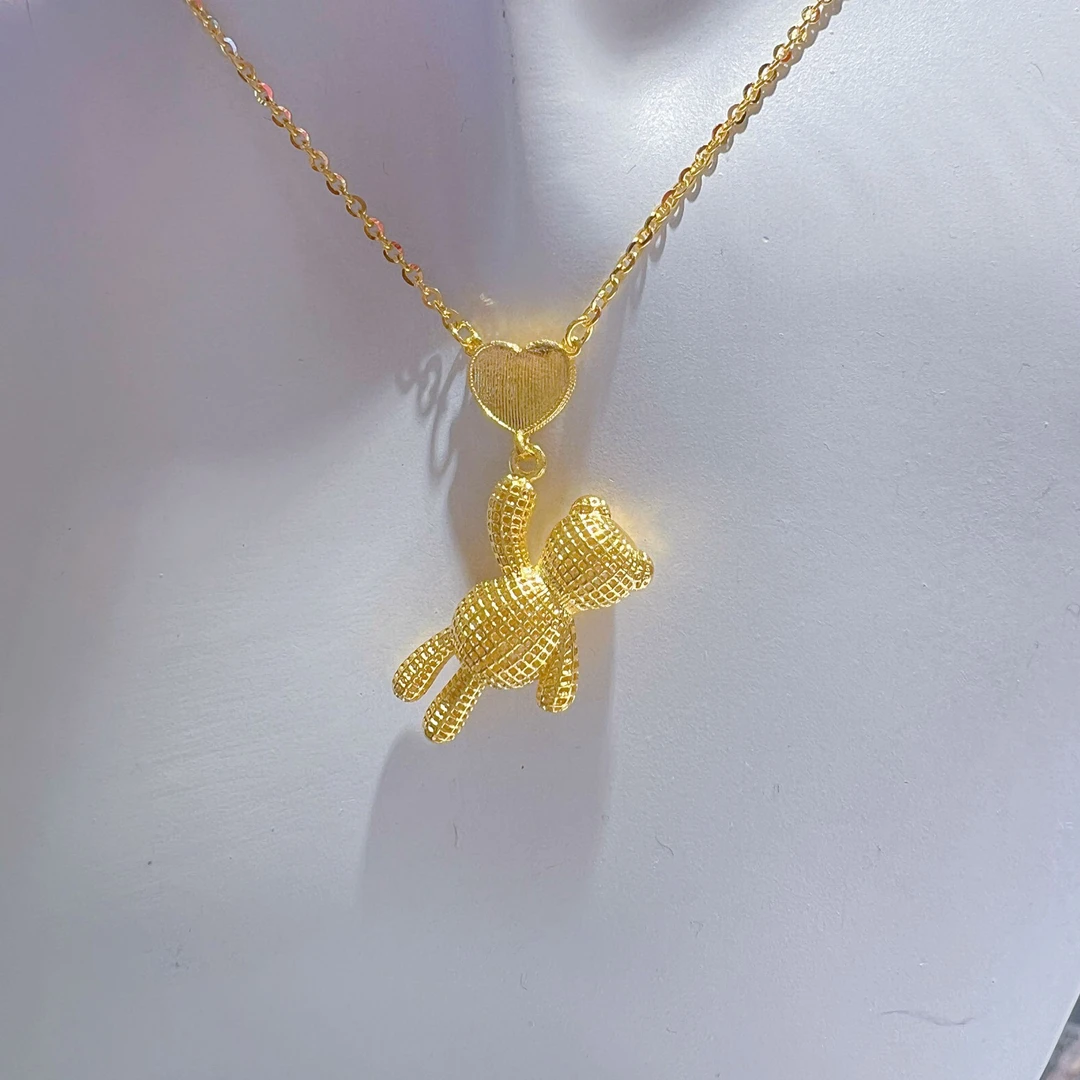 花丝编织爱心小熊水贝黄金足金999财富投资金条悦己好物T
