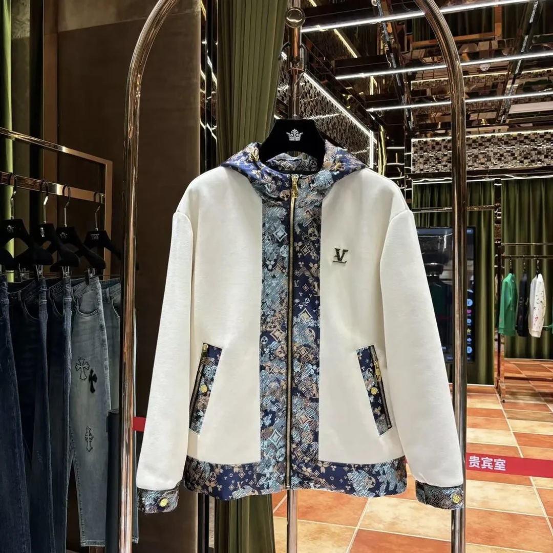 2025男士春季新款设计感轻奢青春时尚潮流百搭拼接连帽休闲外套