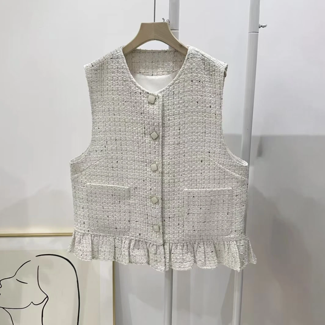 小香风马甲外搭新款粗花呢减龄显瘦气质无袖坎肩百搭大码马夹女