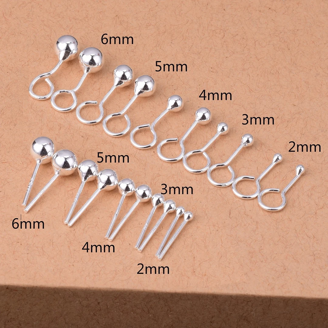 足银耳饰 990小圆珠耳钉女防过敏纯银气质简约豆豆耳钉