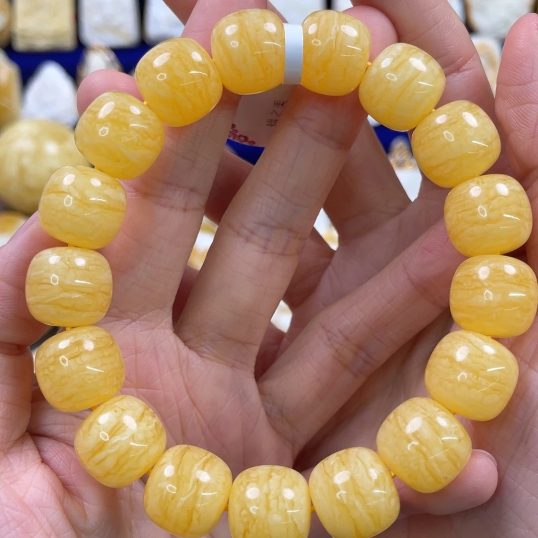 蜜蜡裸石未镶嵌琥珀蜜蜡手串卡14mm