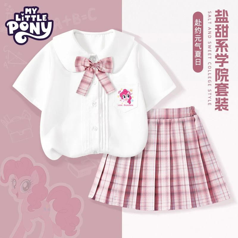 小马宝莉女童裙子夏季套装2025新款儿童开衫衬衫中大童学院风夏装