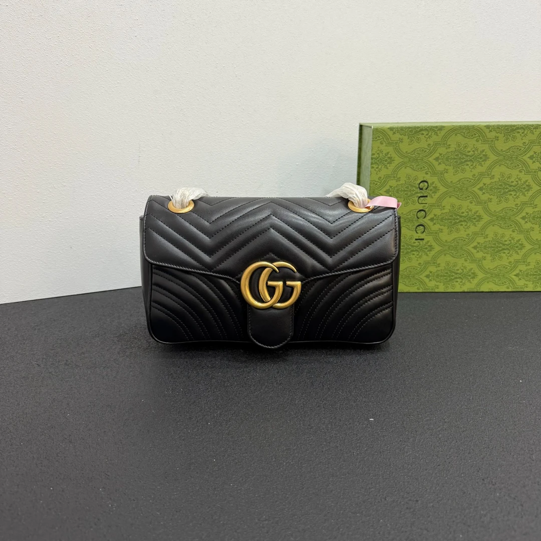 未使用 GUCCI/古驰 壹所奢品/GUCCI 马蒙26 黑金 闲置 单肩包中秋
