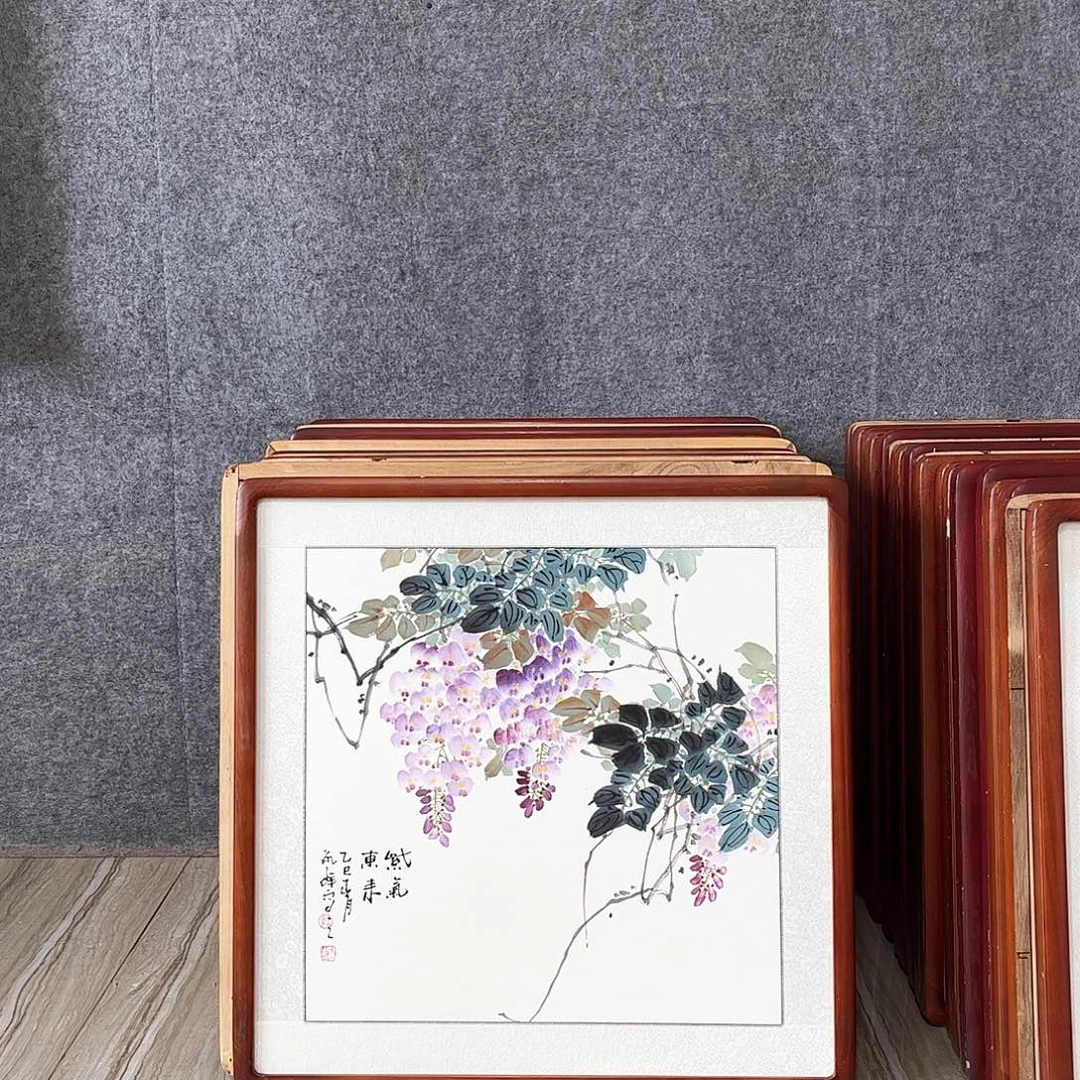 国画书画作品带框63×63