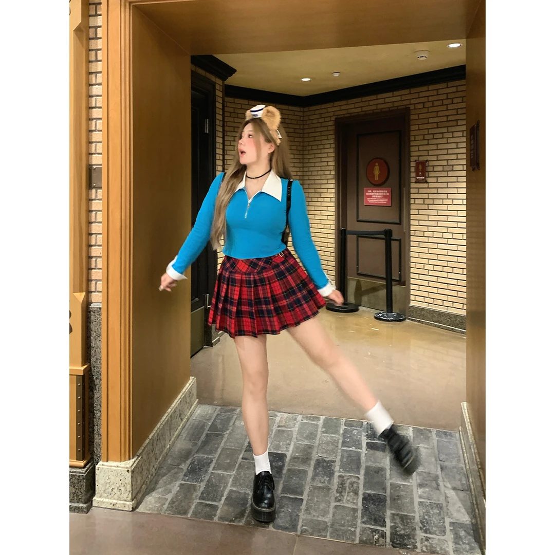 清清-安妮不火 设计感撞色针织衫女A243H0078