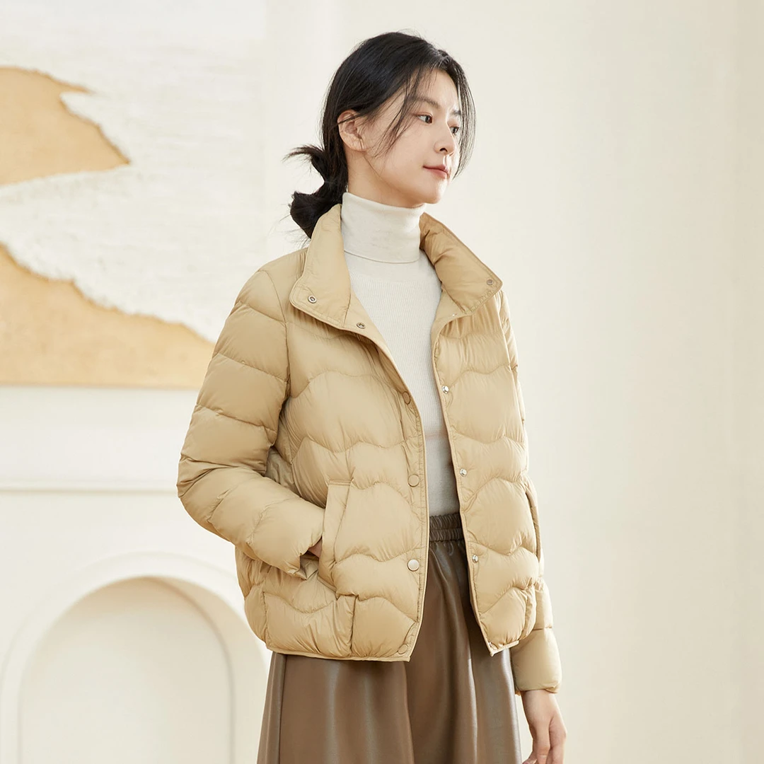 La Chapelle/拉夏贝尔白鸭绒羽绒服女短款冬季新款时尚修身袄子