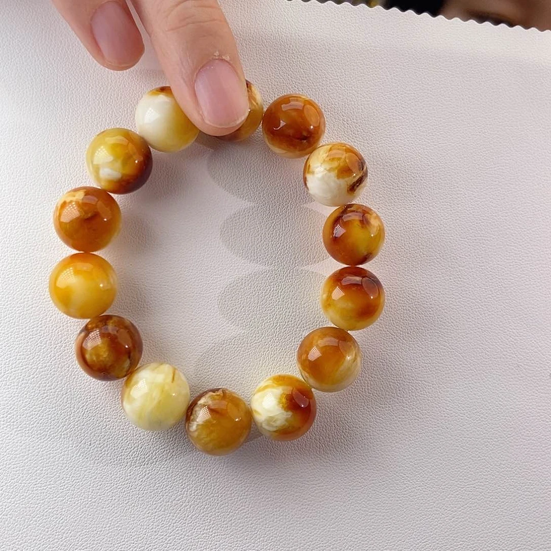 手链蜜蜡未镶嵌蜜蜡素圈沁色手串