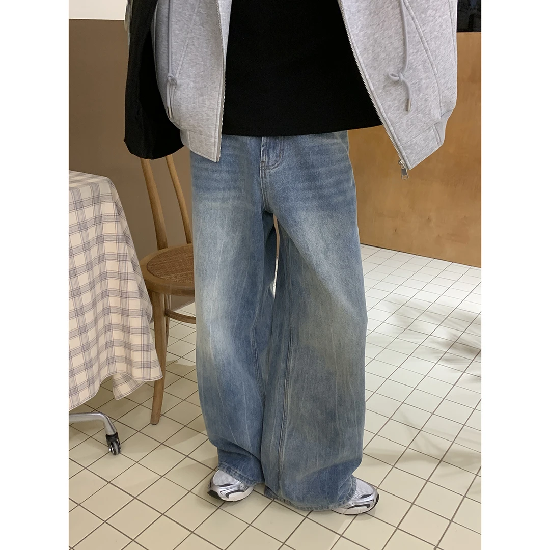 白口阳【海岛度假日】2025年百搭宽松牛仔裤男ins休闲水洗长裤58160