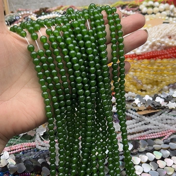 玛瑙/玉髓珠宝半成品未镶嵌松*一条6mm碧玉