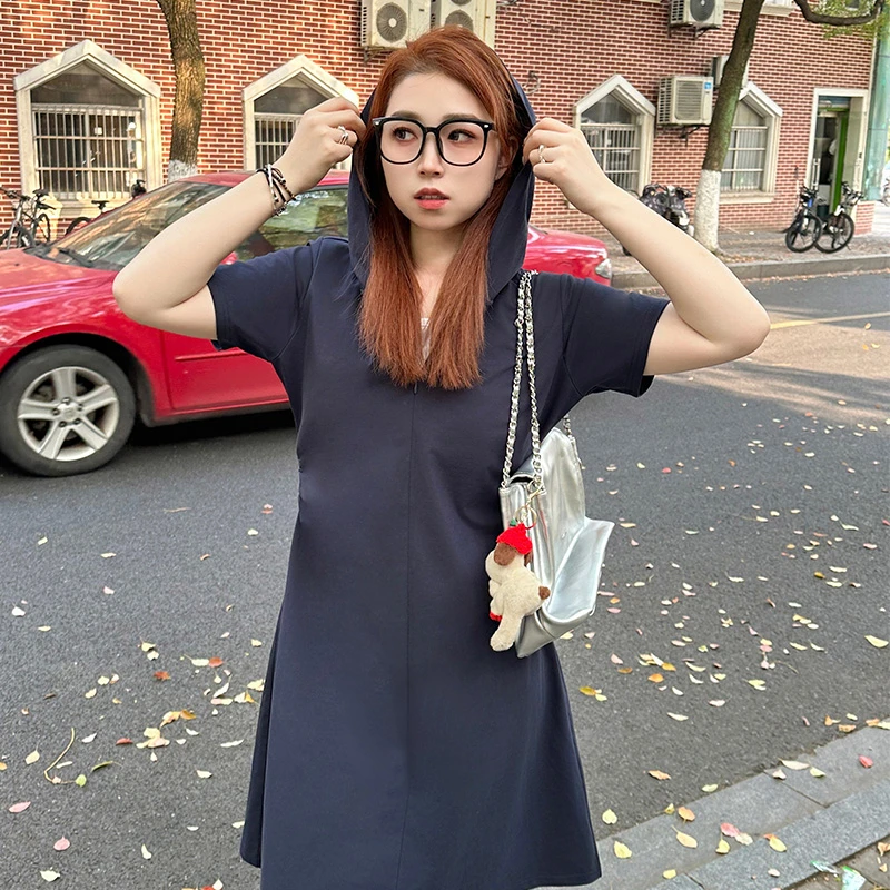 YUZI/鱼子2025A字裙显瘦常规夏季街头风拼接气质X型半身裙polo