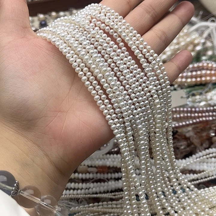 玛瑙/玉髓未镶嵌珠宝半成品一条3.5mm左右椭圆珍珠