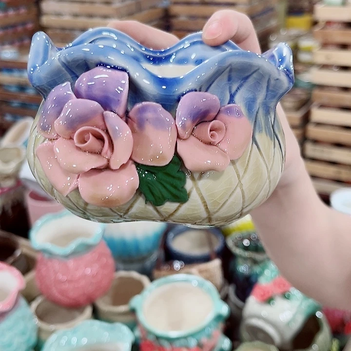 有孔.凑单10元陶瓷花盆发货！