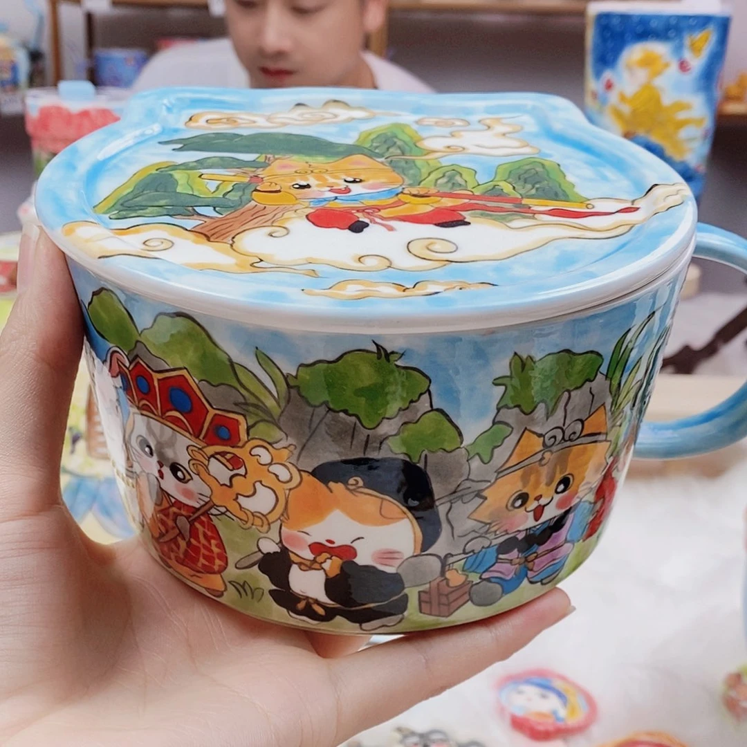 瓷片董董文创手绘陶瓷