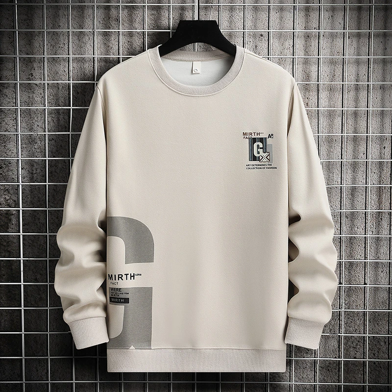 美式圆领套头卫衣男士春秋季休闲长袖上衣青少年外套男款2025新款