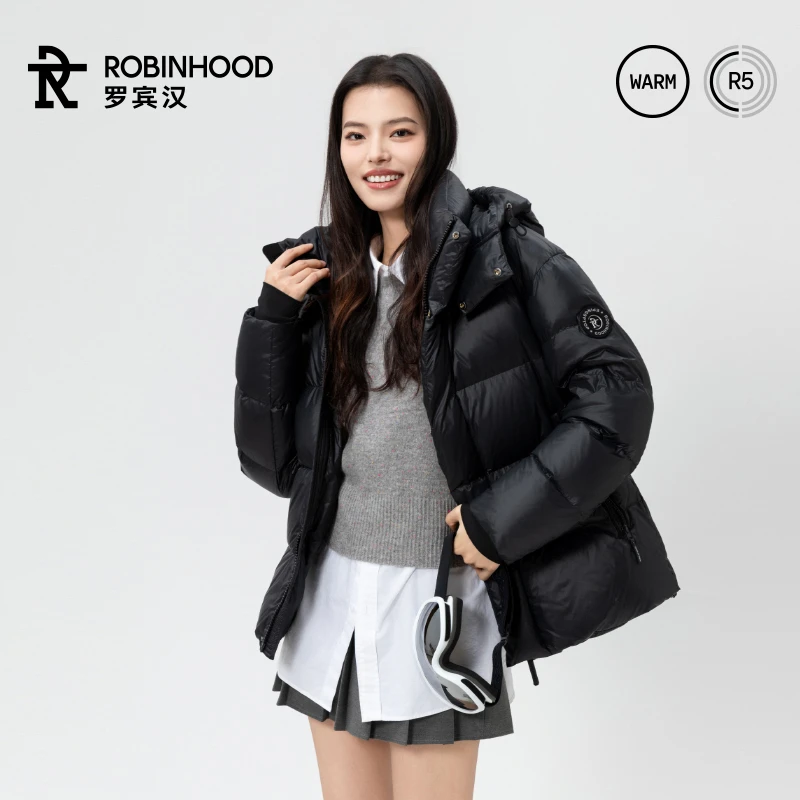 【罗宾汉】傲雪八防远红外蓄热保暖时尚连帽男女款短款羽绒服51123