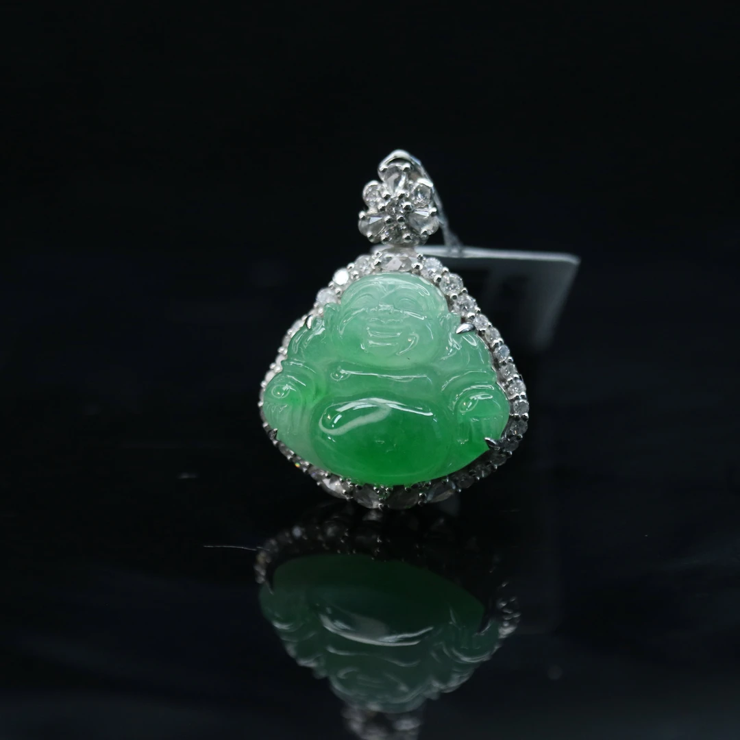 42天然缅甸翡翠A货18k绿佛公/900168/上海嘉禾拍卖