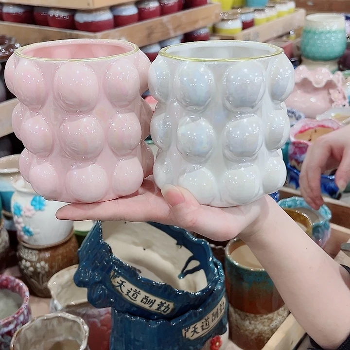 有孔，凑单福利满10元发货陶瓷多肉花盆！