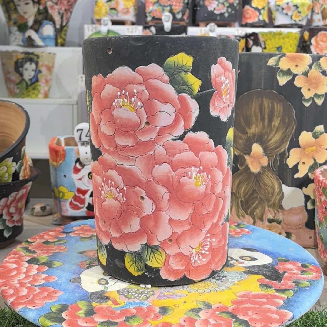 红泥花盆景德镇陶瓷