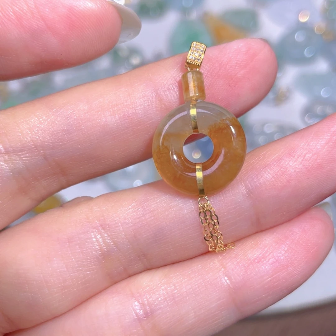 颈饰18K金镶嵌翡翠翡翠