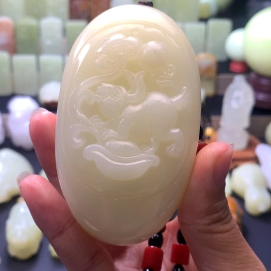 石材方解石手把件