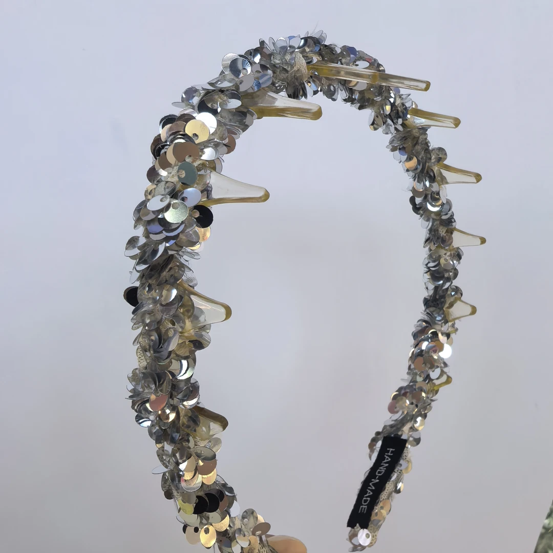 E031双层高颅顶亮片波浪尺发箍