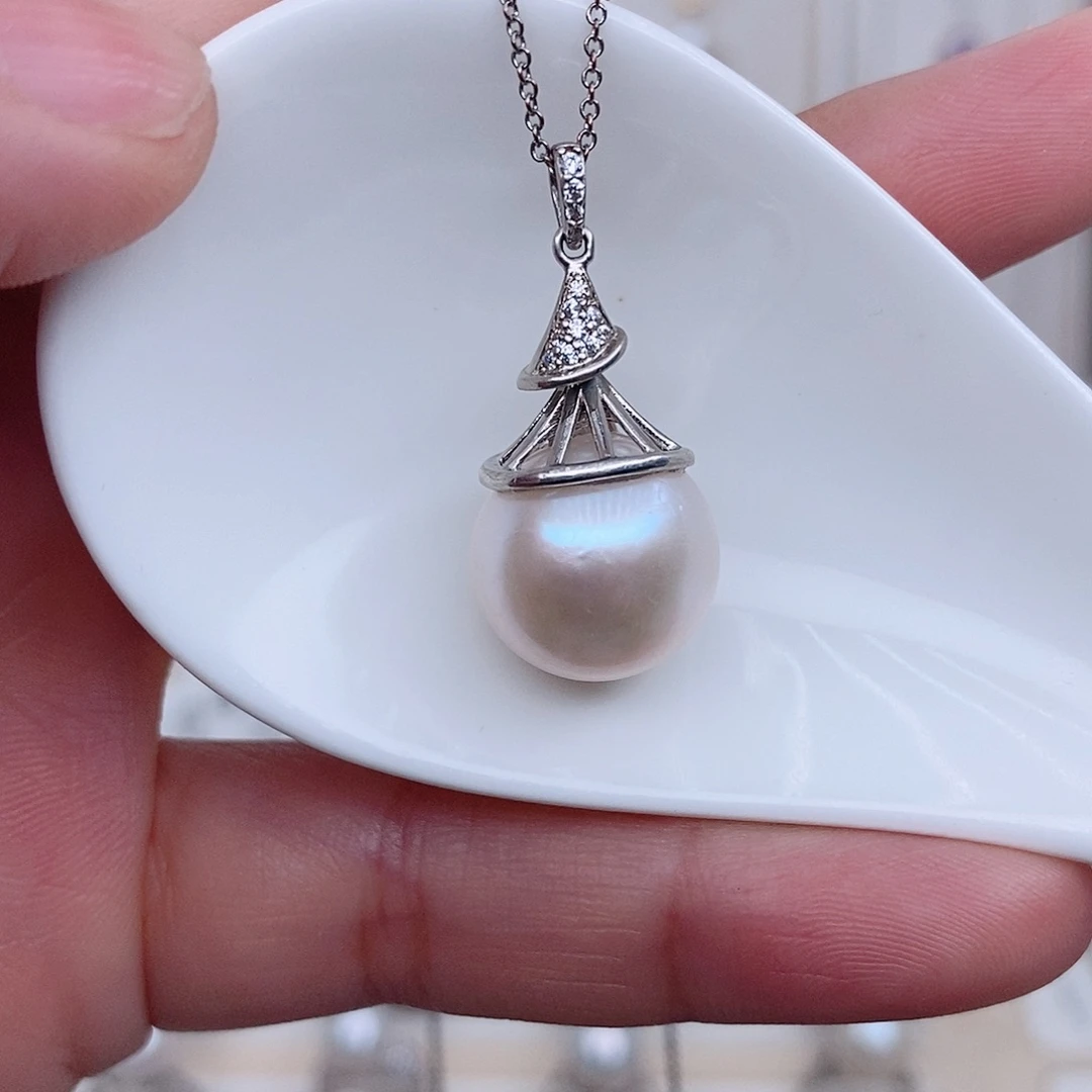 淡水珍珠银S925镶嵌颈饰