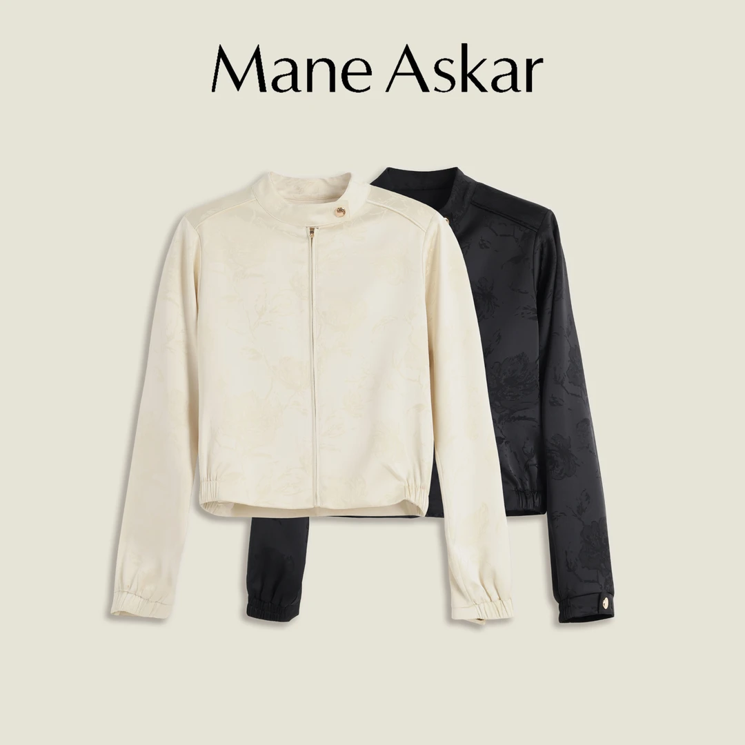 春季新款潮流时尚立领印花设计感宽松外套女OK0443