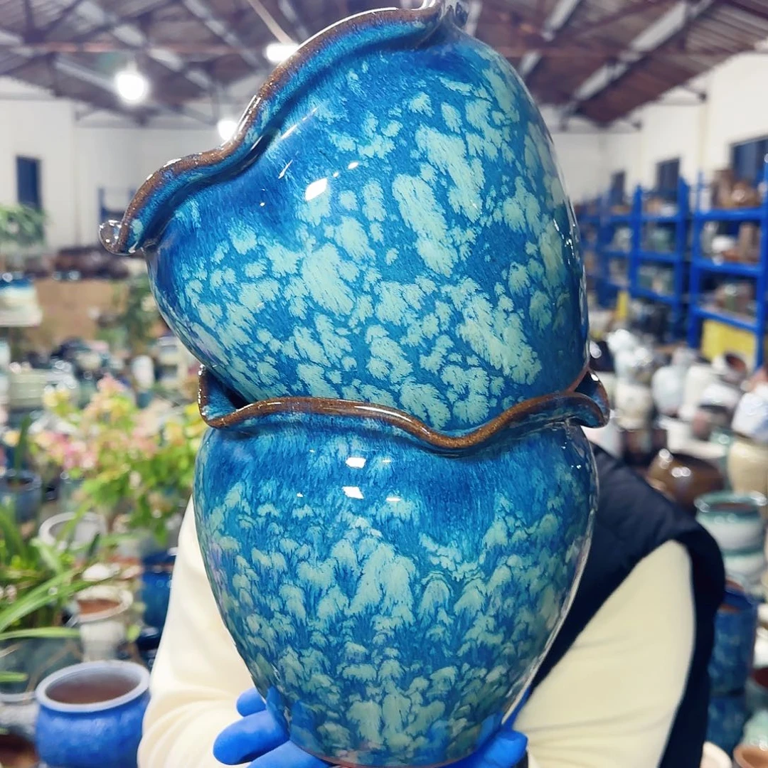 紫砂花盆高17口17