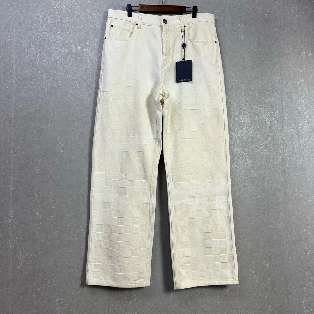 全新未使用 LV LOUIS VUITTON lv 格子直筒牛仔裤 33码/SL002818
