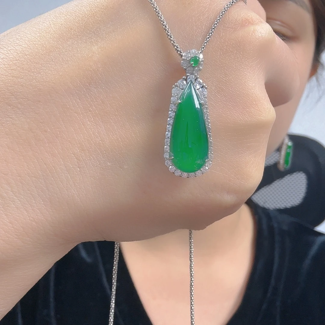 翡翠银S925镶嵌吊坠(不含链)