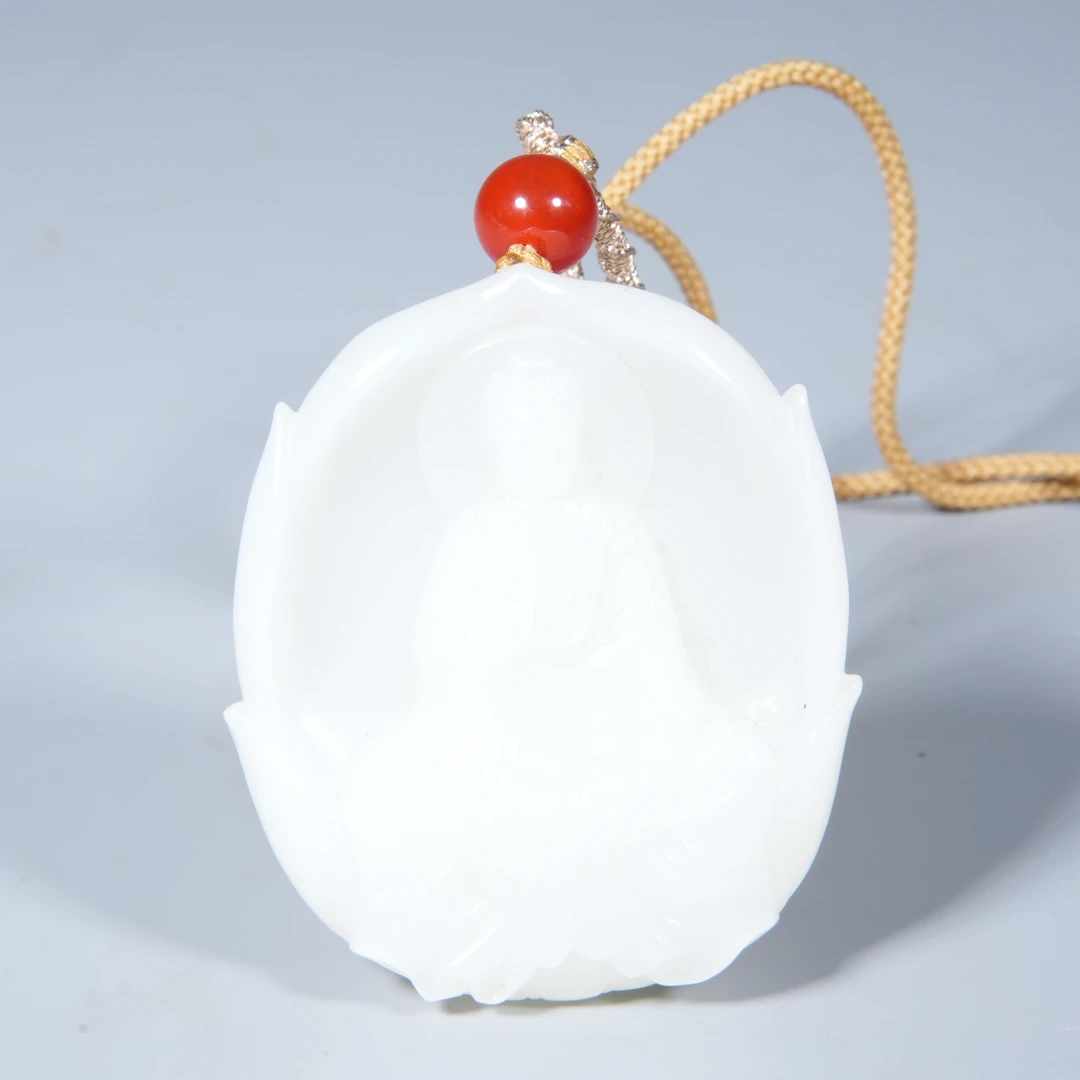 Tgz24 清代 和田玉观音牌