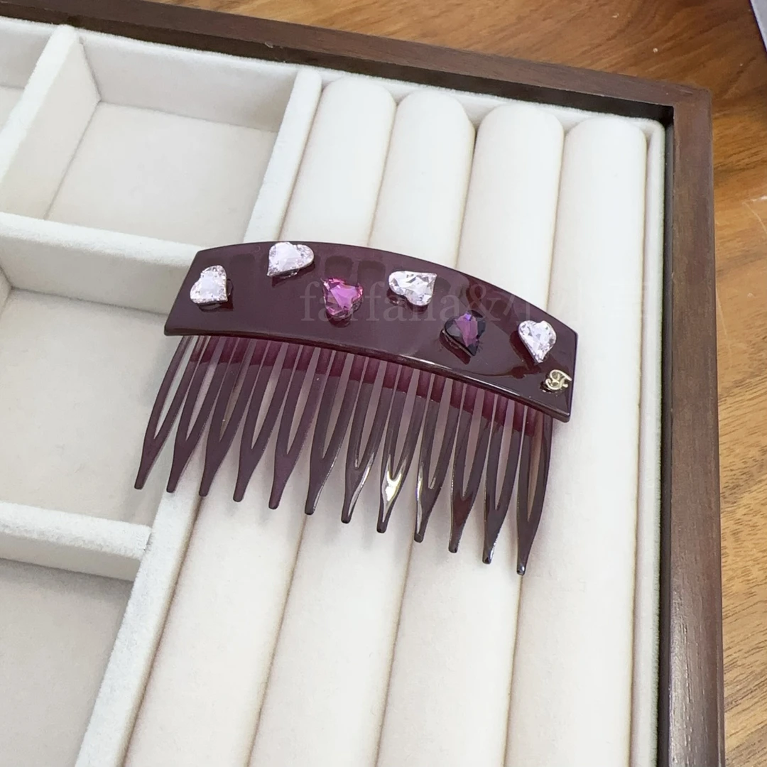 farfalla原创设计韩国新款高级水晶花枝S水晶刘海发梳倒插梳