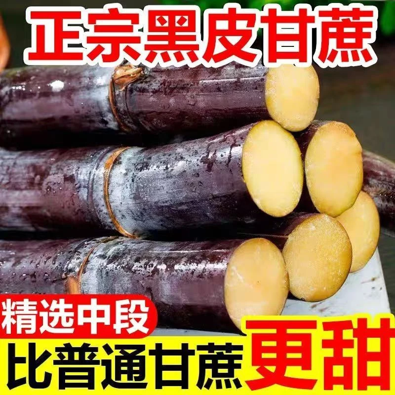 广西现砍黑皮甘蔗9斤精选中段新鲜孕妇水果应当季脆甜多汁甜杆蔗