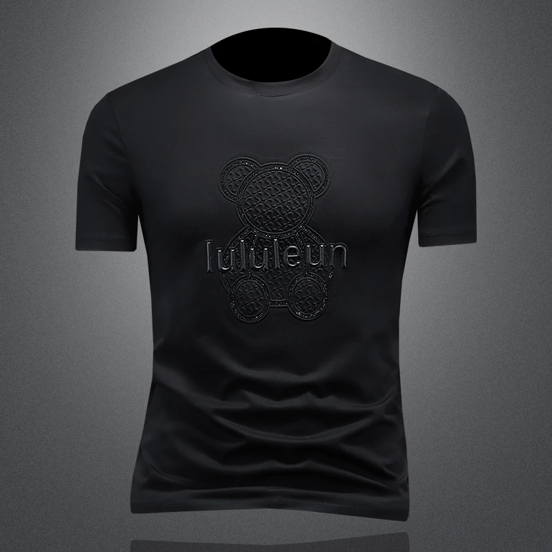 2025夏季新款丝光棉短袖t恤男士潮流休闲圆领半袖上衣 26086