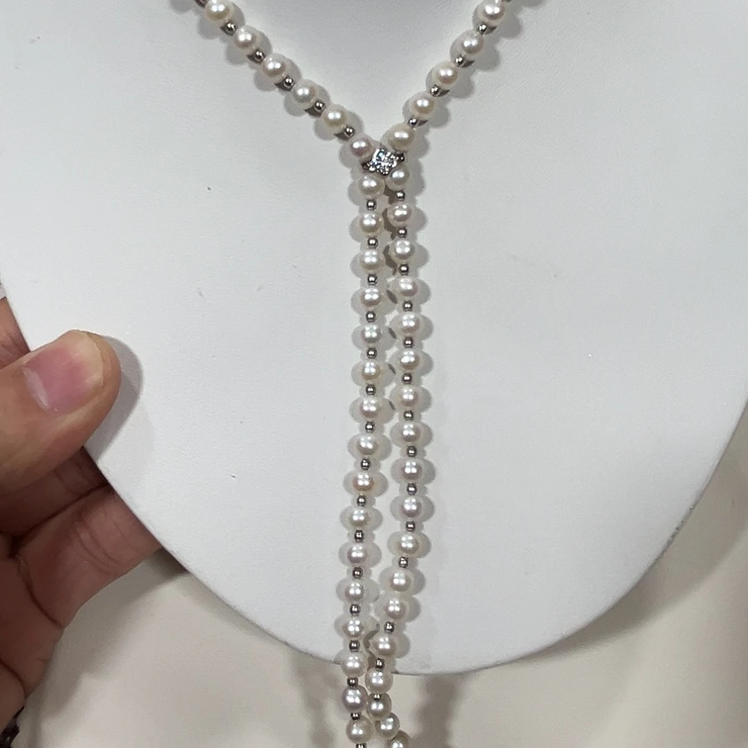 银S925镶嵌颈饰淡水珍珠