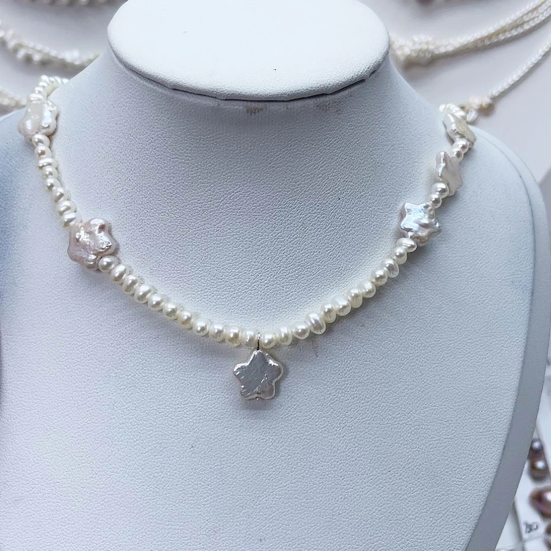 颈饰银S925镶嵌淡水珍珠
