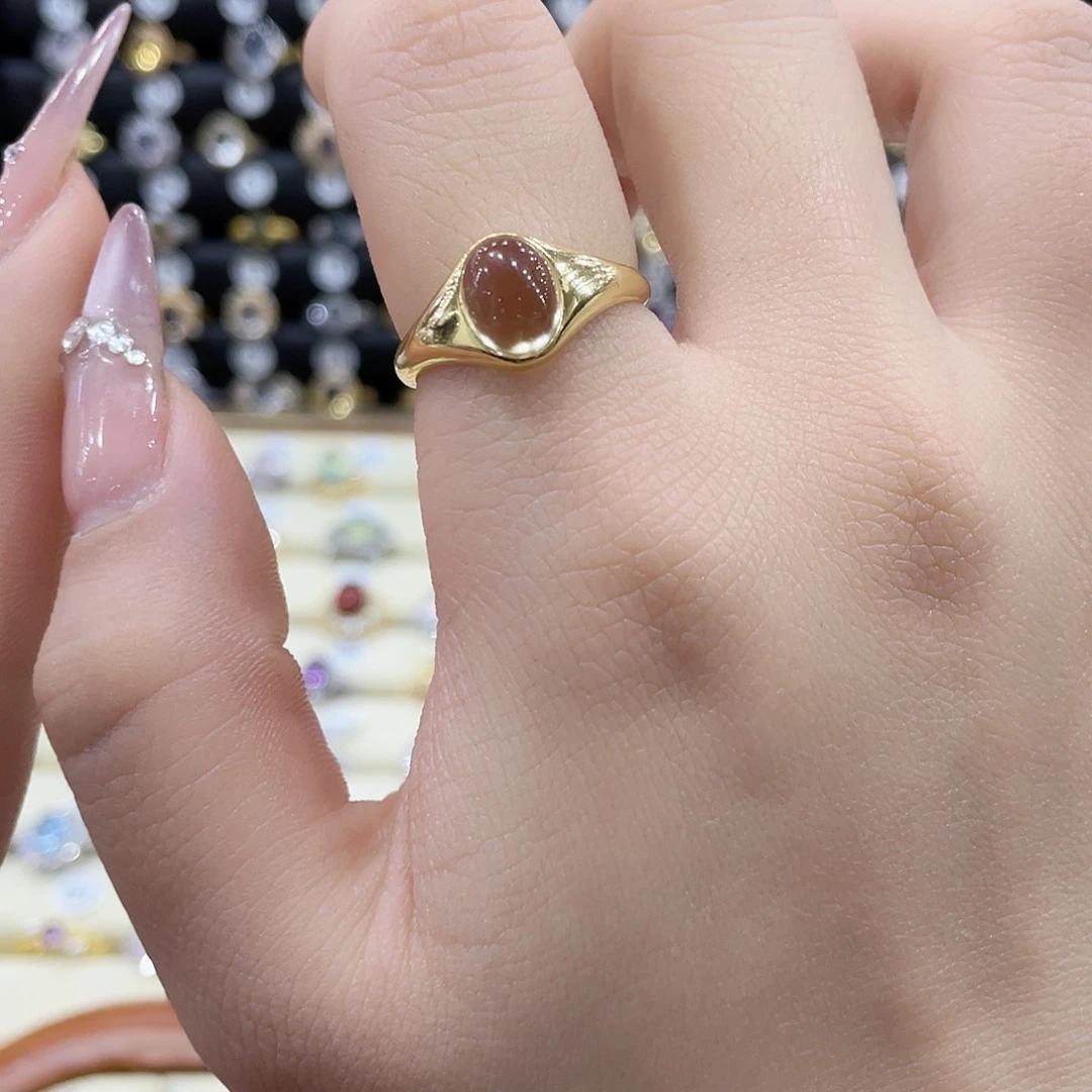 黄晶戒指银S925镶嵌戒指