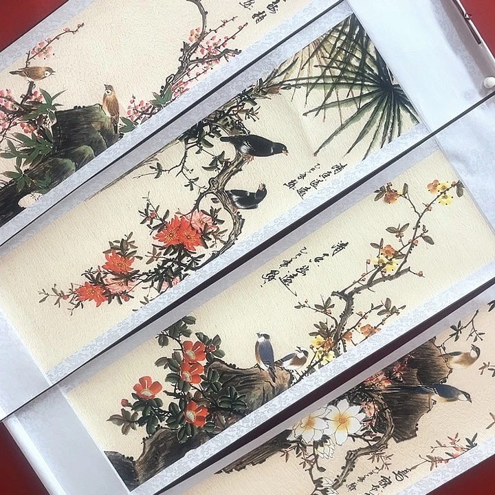 小美精选链接链接花鸟四条屏